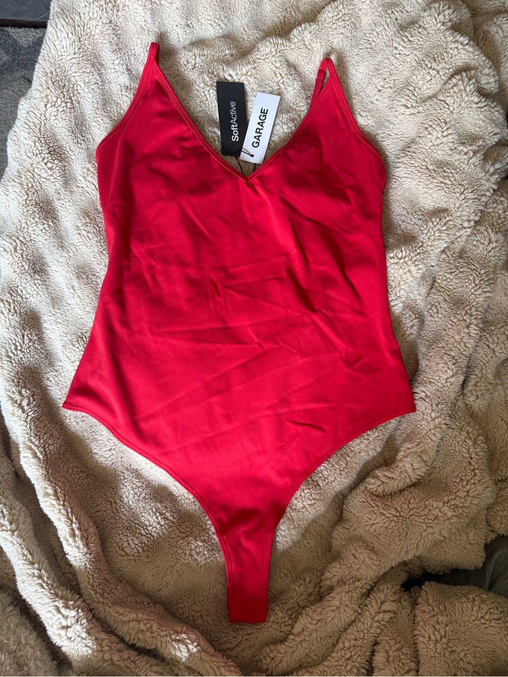 Garage Red V-Neck Bodysuit size Large